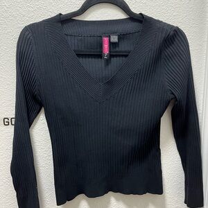 Say What? Black Ribbed Long Sleeve Top